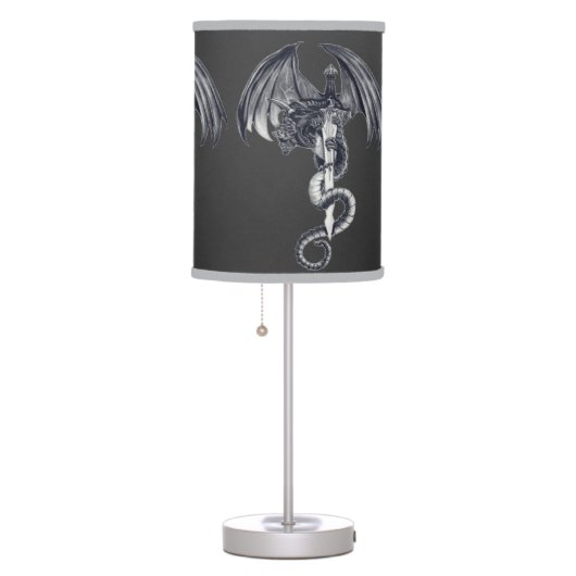 Dragon & Sword Dk. Grey Table Lamp (Right)