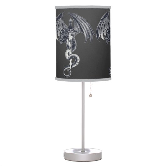 Dragon & Sword Dk. Grey Table Lamp (Left)