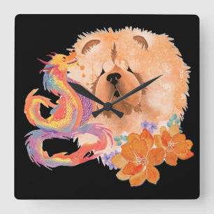 DRAGON-TALEZ CHOW Year of the Dragon Square Wall Clock
