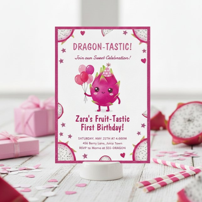 Dragon-Tastic Dragon Fruit First Birthday Invitation (Creator Uploaded)