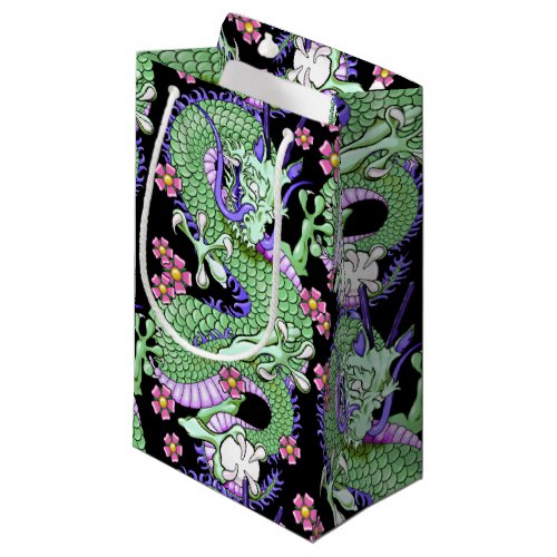 Dragon Tattoo Art in green and Purple Small Gift Bag