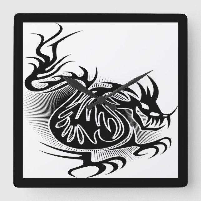 Dragon tattoo design square wall clock (Front)