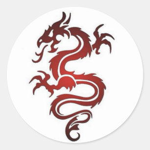 Dragon Tattoo - Red Classic Round Sticker