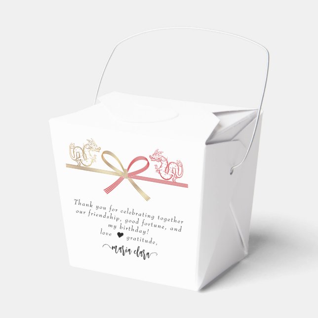 Dragon Teppanyaki Japanese Steakhouse Birthday Favor Boxes (Front Side)