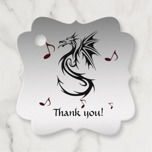 Dragon Thank You Set of 12 Silver Favor Tags