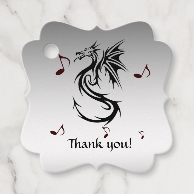 Dragon Thank You Set of 12 Silver Favor Tags