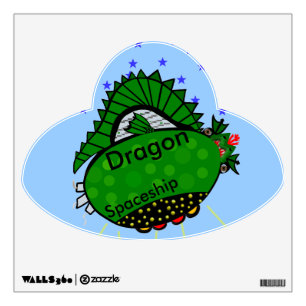 Dragon the Spaceship Blue Stars UFO Decal
