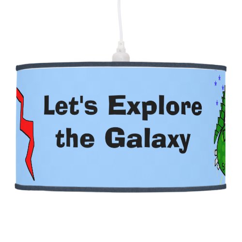 Dragon the Spaceship Galaxy Stars PERSONALIZE Hanging Lamp