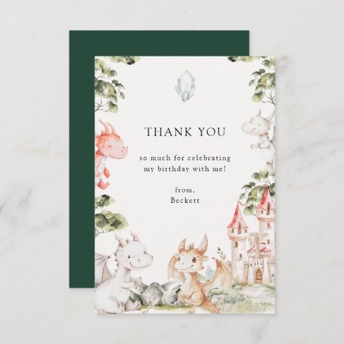 Dragon Theme Birthday Party Thank You Card