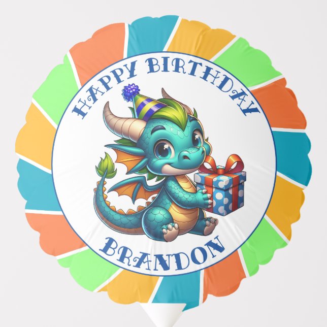 Dragon Themed Boy's Birthday Party Balloon (Front)