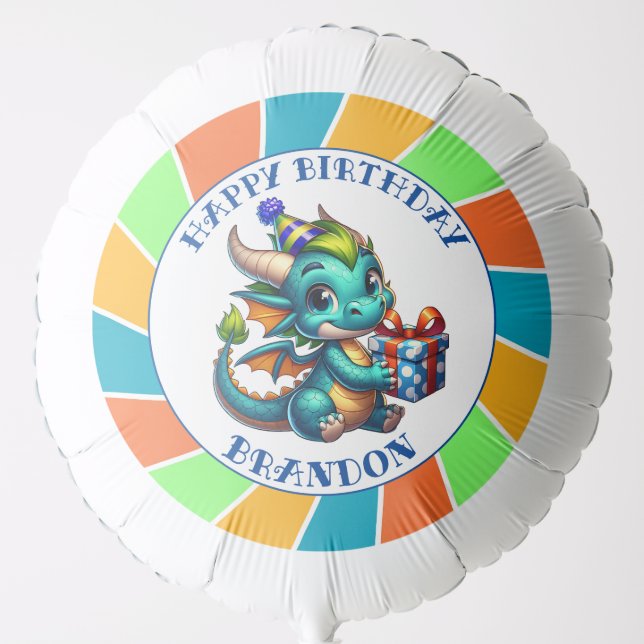 Dragon Themed Boy's Birthday Party Balloon (Front)