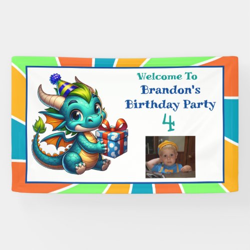 Dragon Themed Boys Birthday Party Banner