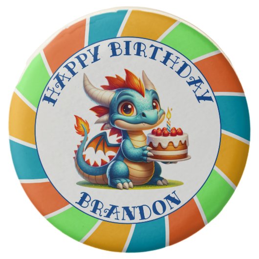 Dragon Themed Boy's Birthday Party Chocolate Covered Oreo (Front)