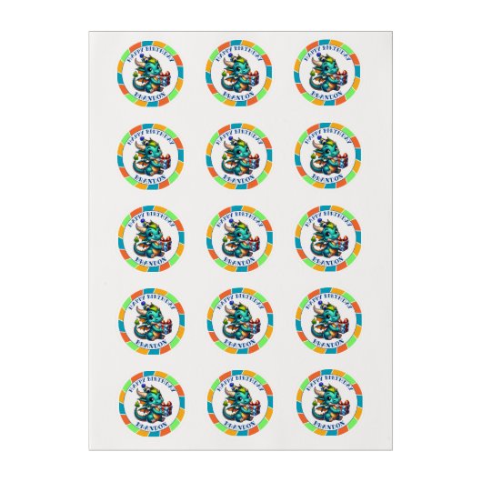 Dragon Themed Boy's Birthday Party Edible Frosting Rounds (Sheet)