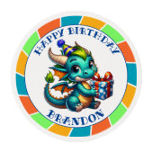Dragon Themed Boy's Birthday Party Edible Frosting Rounds (Front)