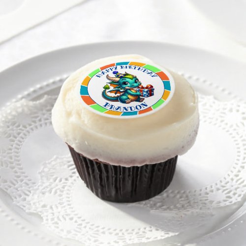 Dragon Themed Boys Birthday Party Edible Frosting Rounds
