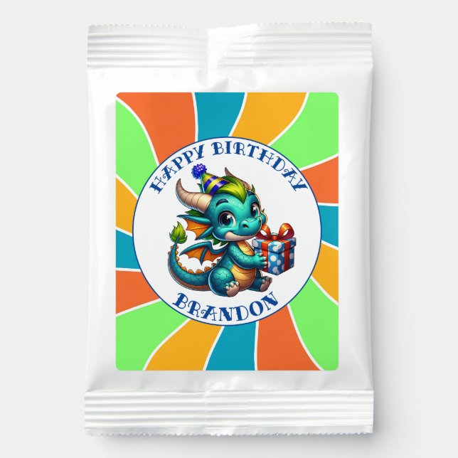 Dragon Themed Boy's Birthday Party Lemonade Drink Mix (Front)