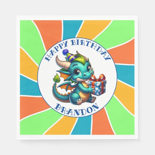 Dragon Themed Boys Birthday Party Napkins