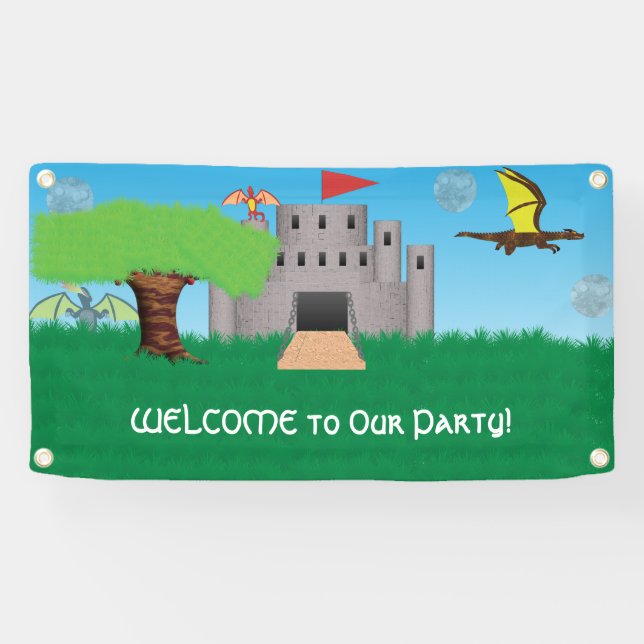 Dragon Themed Party Banner (Horizontal)