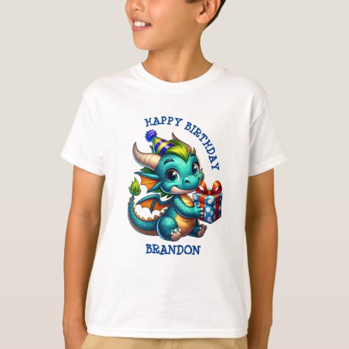 Dragon Themed Personalized Birthday Boy T_Shirt