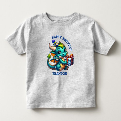 Dragon Themed Personalized Birthday Boy Toddler T_shirt