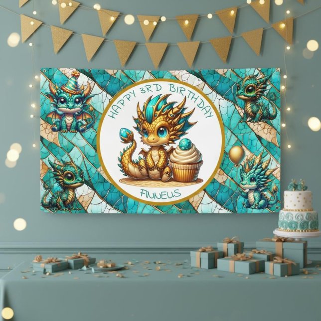 Dragon Themed Personalized Happy Birthday Banner (Creator Uploaded)