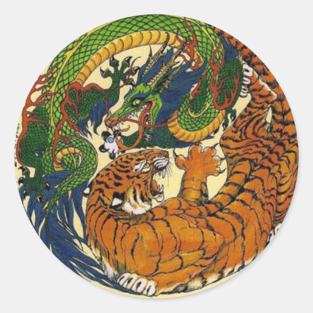 DRAGON TIGER CLASSIC ROUND STICKER (Front)