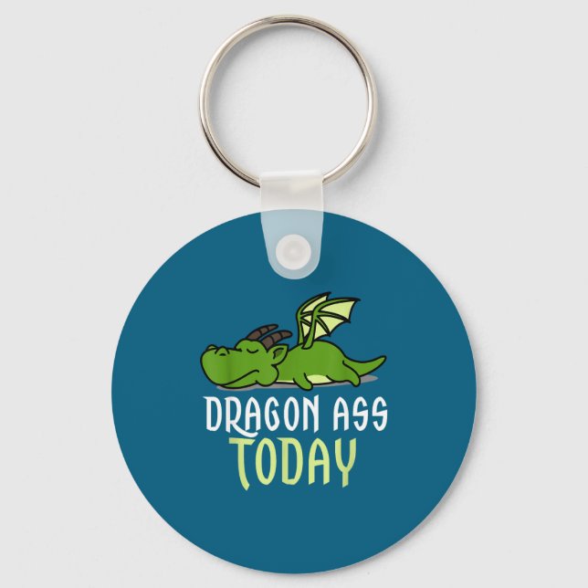 Dragon Today _ Dragging _ Lazy _ Funny Novelty _ G Keychain (Front)