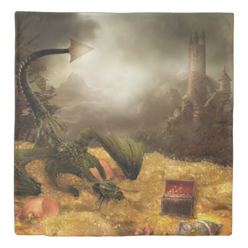 Dragon Treasure 1 side Queen Duvet Cover