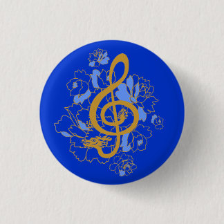 Dragon Treble Clef  Peonies Music Custom Button