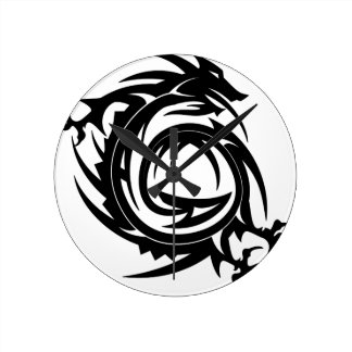 dragon tribal tattoo wall clocks zazzle dragon tribal tattoo wall clocks zazzle