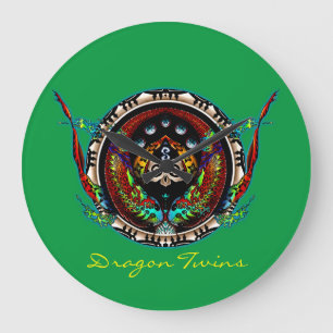 Dragon Twins Large Clock