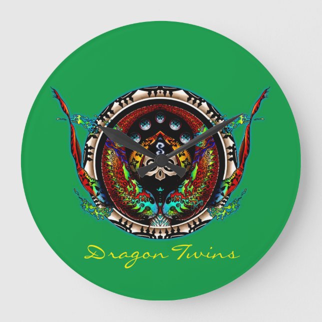 Dragon Twins Large Clock (Front)