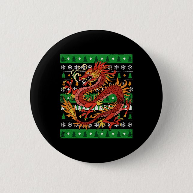 Dragon Ugly Christmas Button (Front)