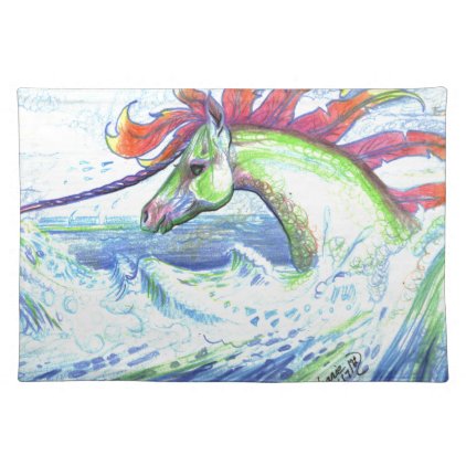 Dragon Unicorn Horse Pony Water Sea Ocean Cute Cloth Placemat