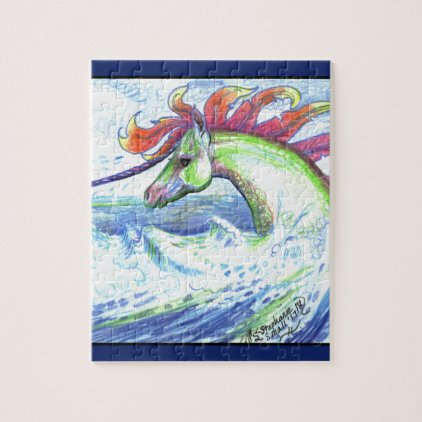 Dragon Unicorn Horse Pony Water Sea Ocean Cute Jigsaw Puzzle