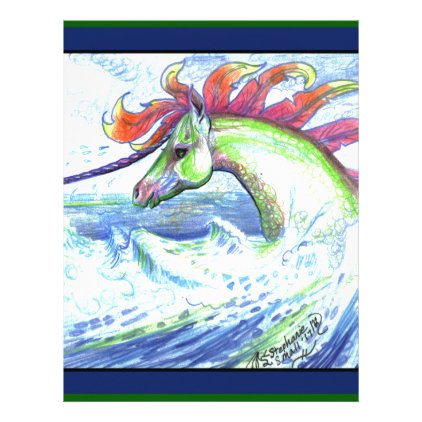 Dragon Unicorn Horse Pony Water Sea Ocean Cute Letterhead