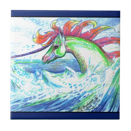 Dragon Unicorn Horse Pony Water Sea Ocean Cute Tile