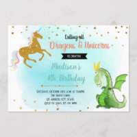 Dragon unicorn party invitation