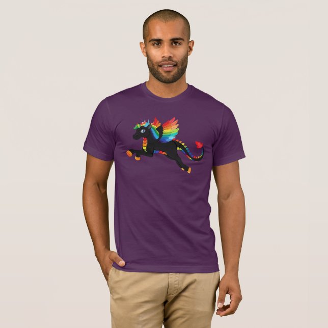 Dragon Unicorn Rainbow Flying Mythical Creature T-Shirt (Front Full)