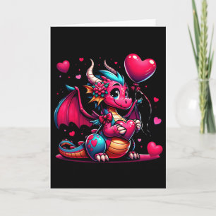 Dragon Valentine Hearts Animal Men Women Kids Card