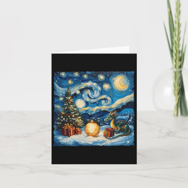 Dragon Van Gogh Style Starry Night Christmas Winte Card (Front)