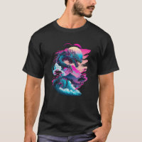 Dragon Vaporwave Abstract Landscape Moon Tree Wate