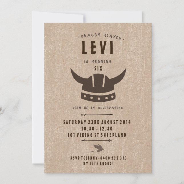 Dragon & Viking Birthday Invitation (Front)