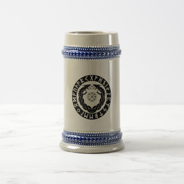 Dragon Viking Rune Protection Beer Stein (Center)