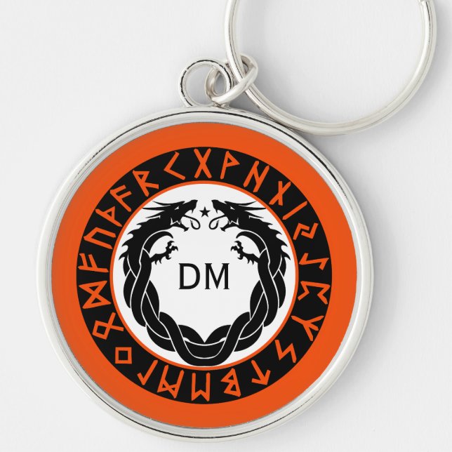 Dragon Viking Rune Protection Keychain (Front)