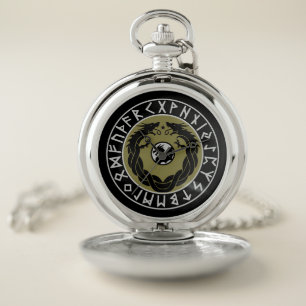 Dragon Viking Rune Protection Pocket Watch