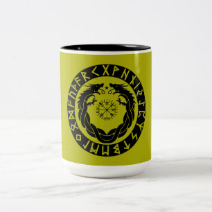 Dragon Viking Rune Protection Two-Tone Coffee Mug