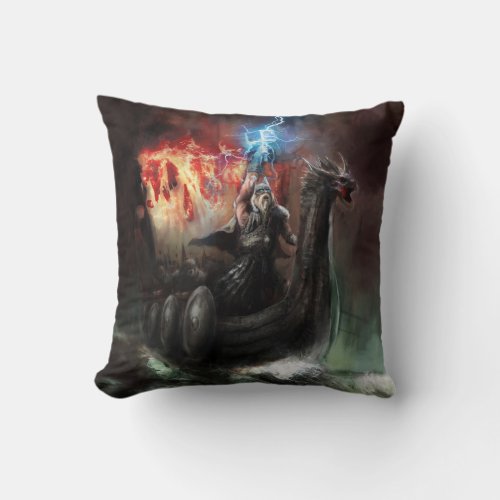 Dragon Viking Ship Throw Pillow