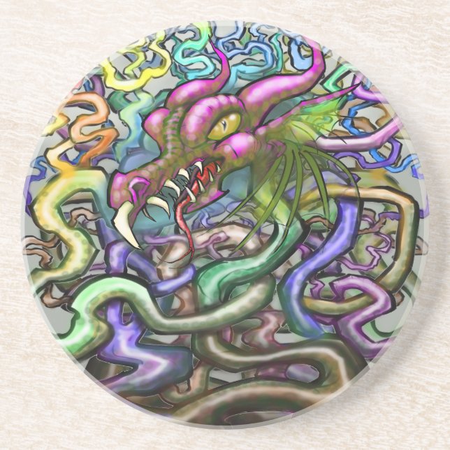Dragon Vines Sandstone Coaster (Front)